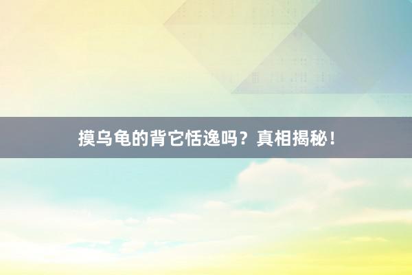 摸乌龟的背它恬逸吗？真相揭秘！